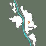 Lage der Oberlandbrennerei in Lenggries auf einer illustrierten Landkarte.