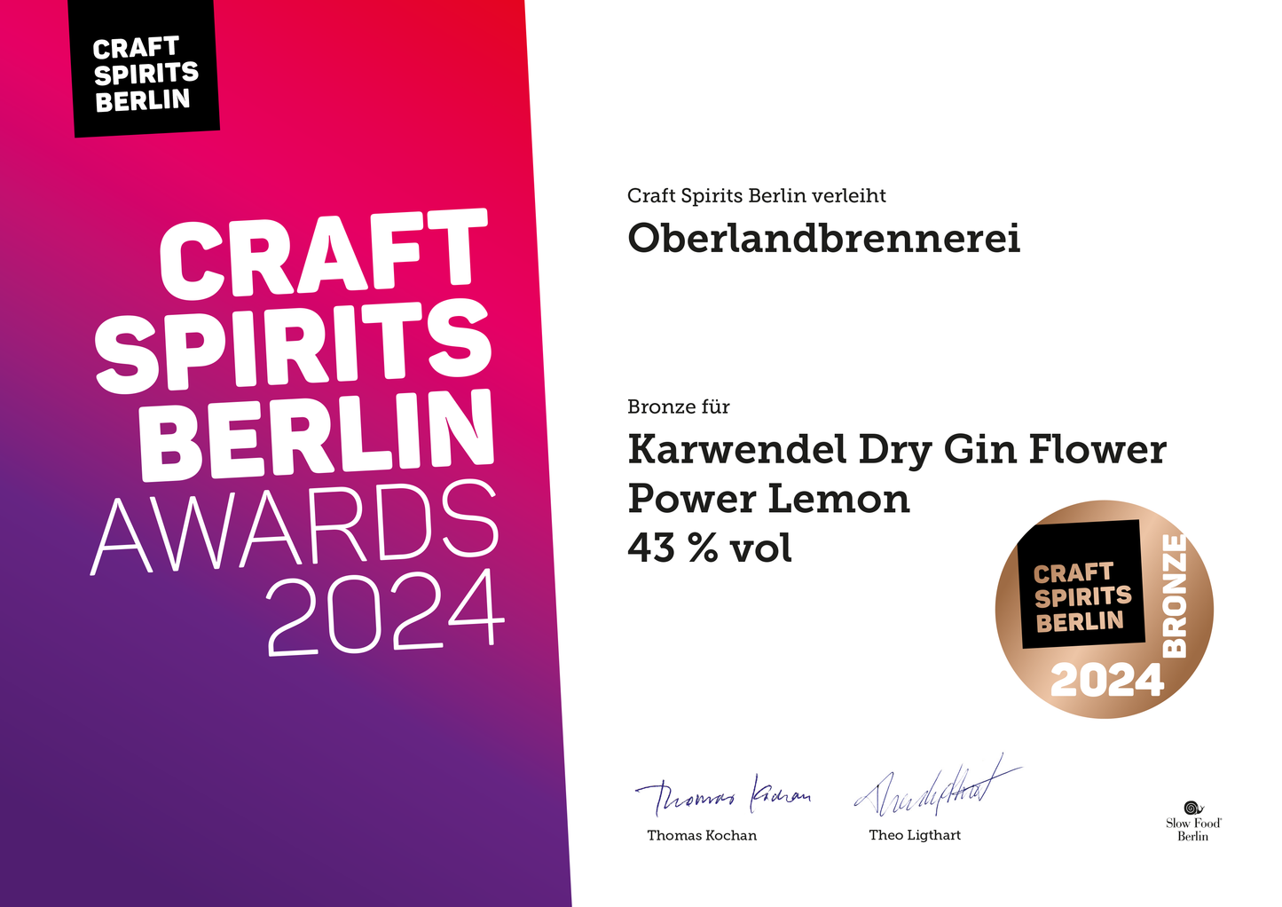 Crafts Spirits Berlin Award 2024 Bronze