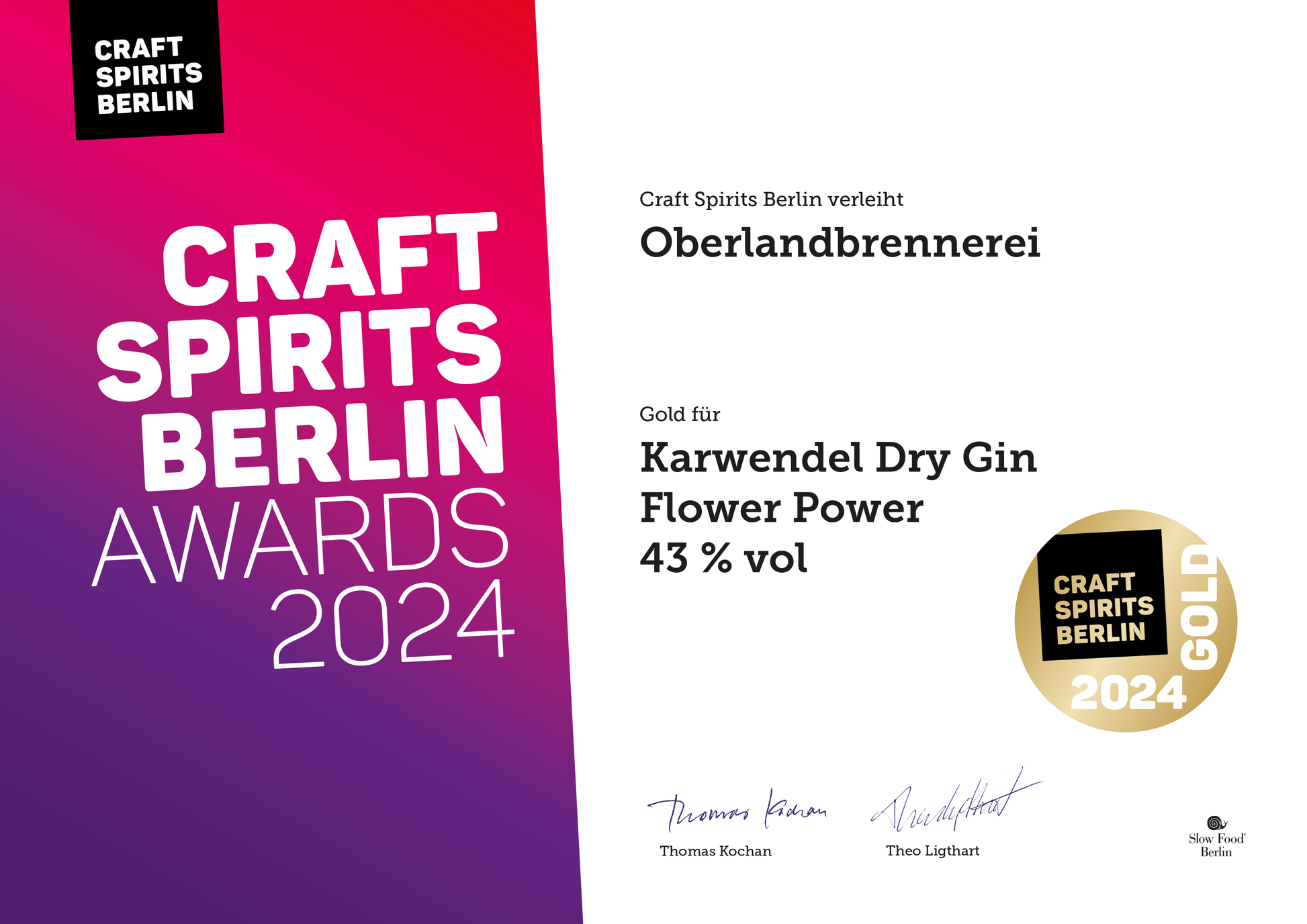 Craft Spirits Berlin Award 2024 Gold